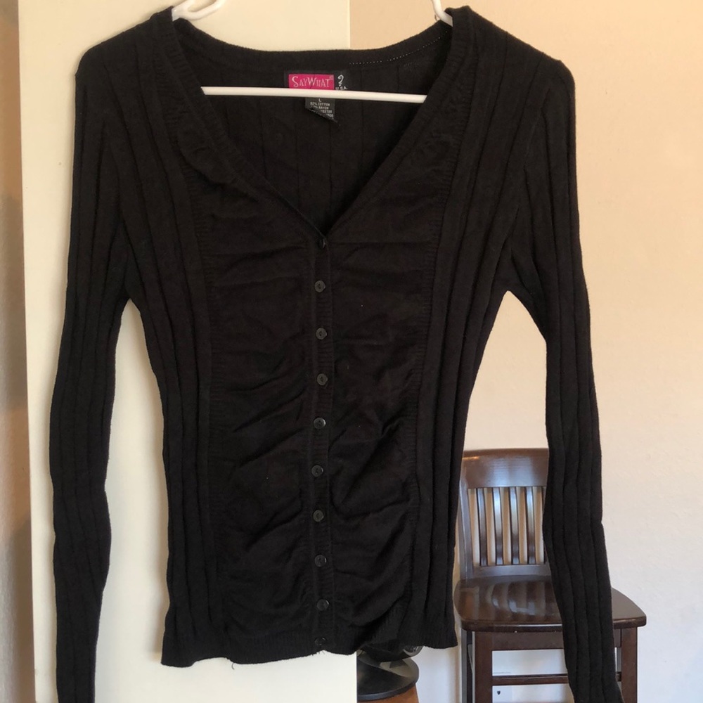 Say What? 2 Black & white button up